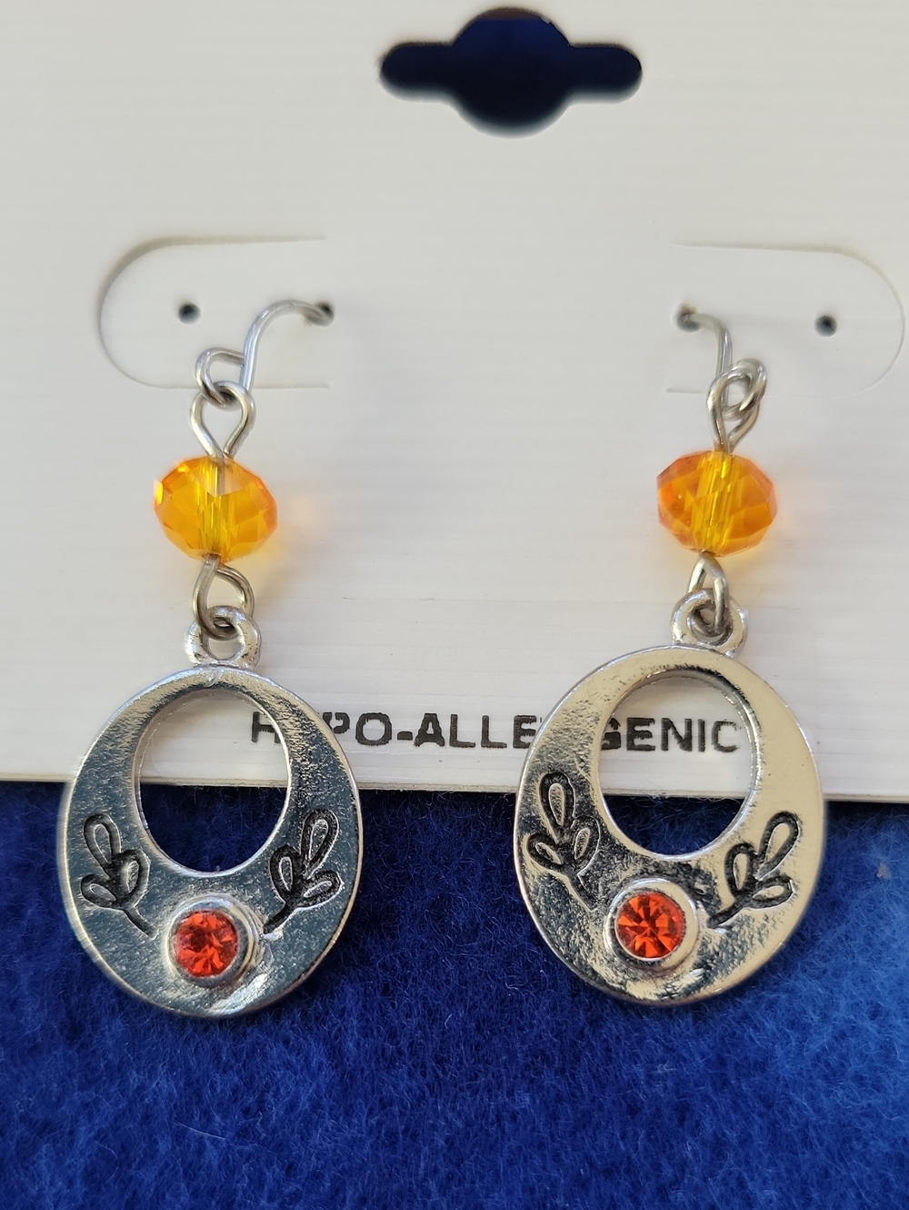 Christopher & Banks Dangle Earrings With Orange Bead Accents And Circular Charm